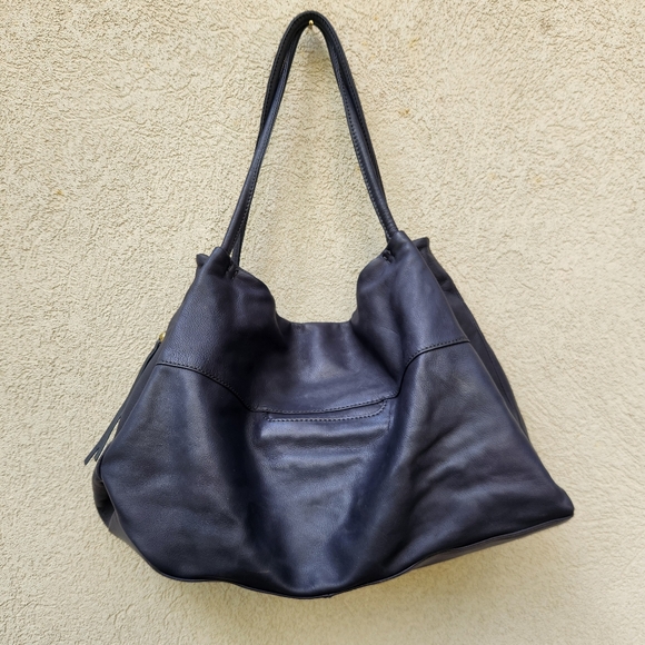 HOBO Handbags - HOBO Shoulder Bag The Original Blue Leather Lined Double Handle Purse Boho